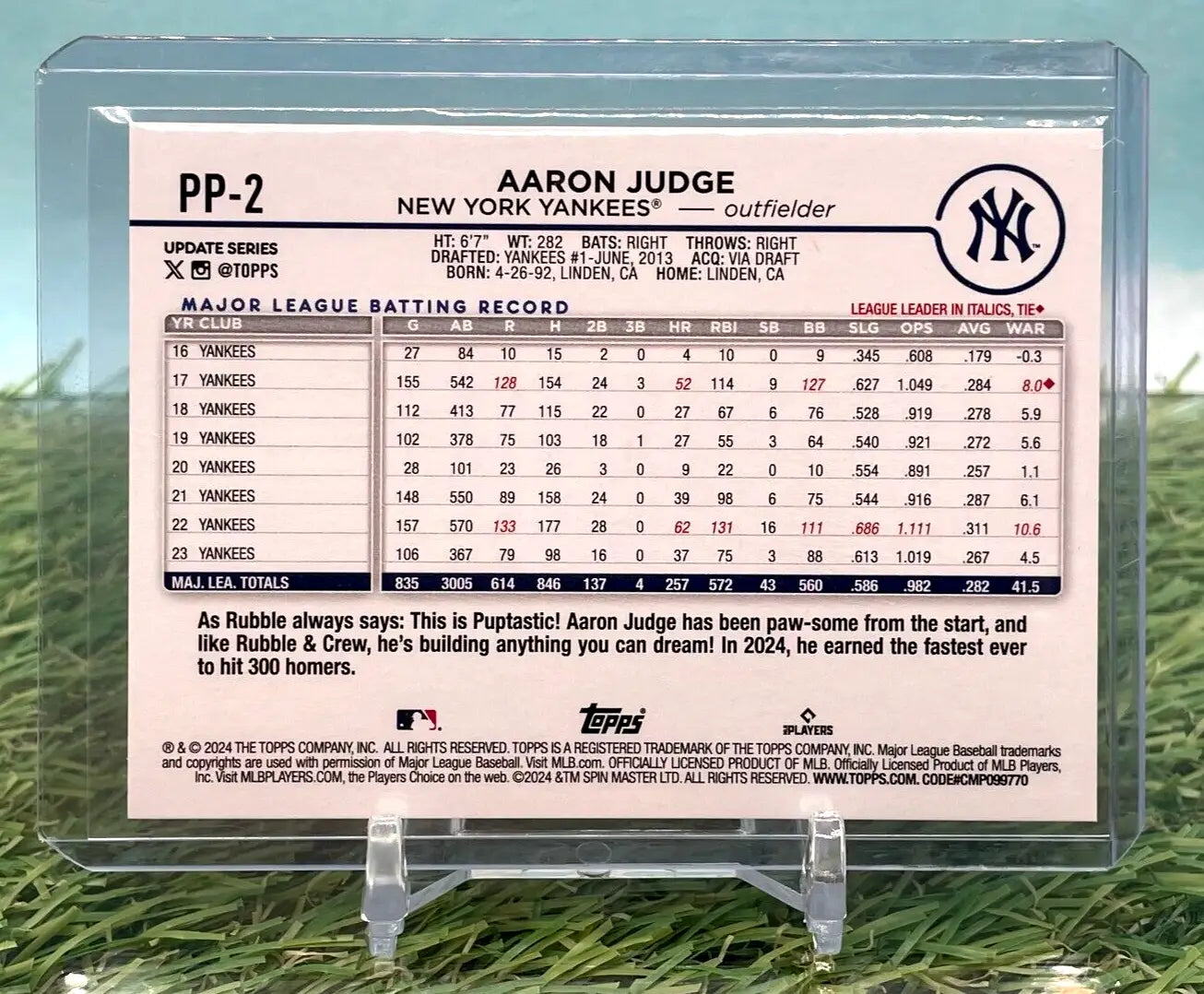 2024 Topps Update Series Aaron Judge Paw Patrol #PP-2