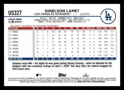 2024 Topps Update #US327 Dinelson Lamet - Baseball Card Single