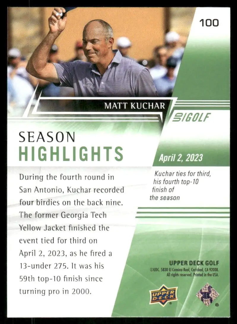 2024 Upper Deck Golf Matt Kuchar #100 Golf - Golf Card Single