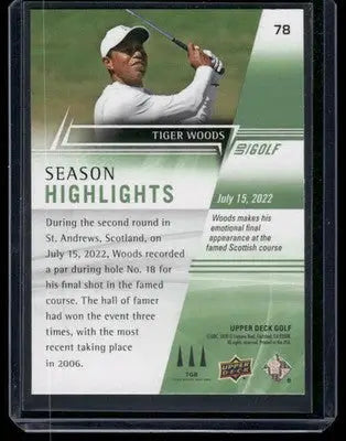 2024 Upper Deck Golf Tiger Woods #78 Golf - Golf Card Single