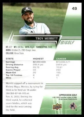 2024 Upper Deck Golf Troy Merritt #49 Golf - Golf Card Single