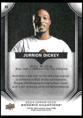 2024 Upper Deck Goodwin Champions Jurrion Dickey #69 Football - Football Card Single