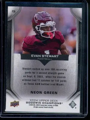 2024 Upper Deck Goodwin Champions Neon Green Evan Stewart #P28 Football - Football Card Single