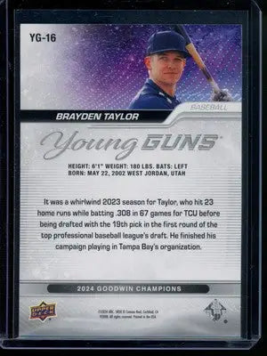 2024 Upper Deck Young Guns Goodwin Champions Brayden Taylor #YG-16 Baseball - Baseball Card Single