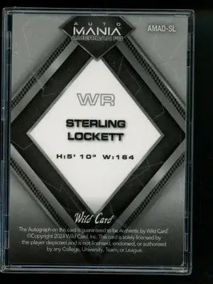 2024 Wild Card Mania American FB Sterling Lockett #AMAD-SL Autograph 15/25 - Football Card Single