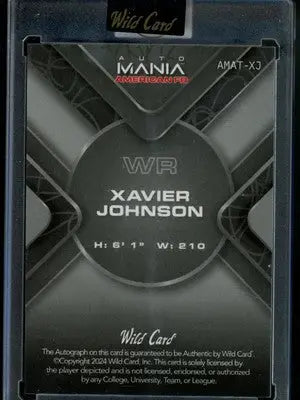 2024 Wild Card Mania American FB Xavier Johnson #AMAT-XJ 1/1 Football - Football Card Single