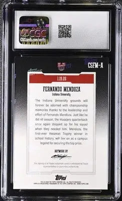 2025-26 Bowman U Now #CSFM-A Fernando Mendoza Art Card CGC 9 - Other