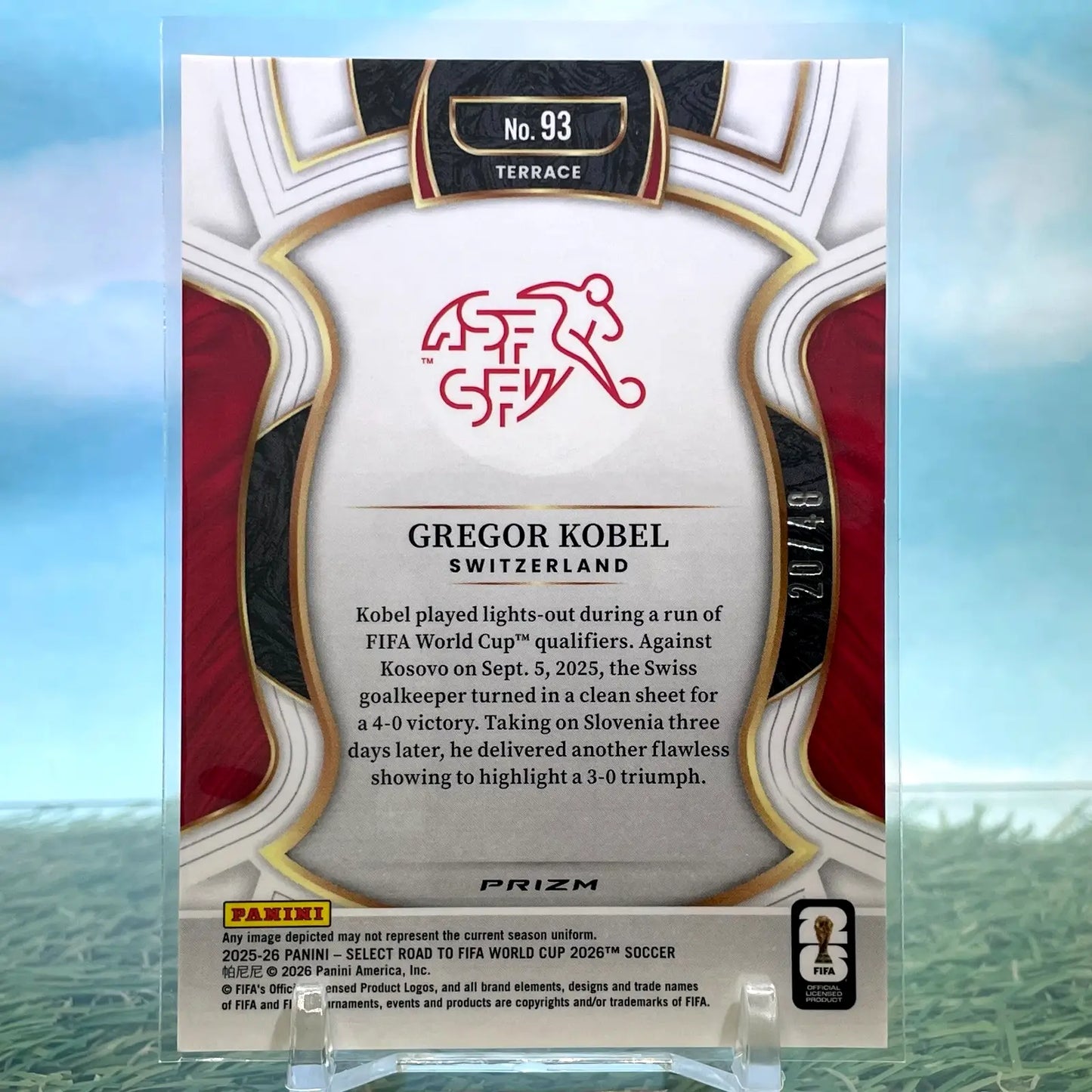 2025-26 Panini Select FIFA World Cup #93 Gregor Kobel Purple Dragon Scale /48 - Soccer Card Single