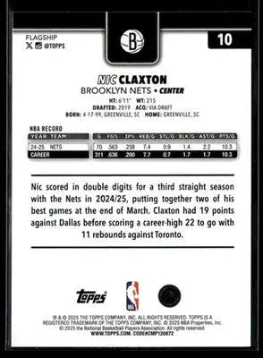 2025-26 Topps #10 Nic Claxton - Basketball Card Single