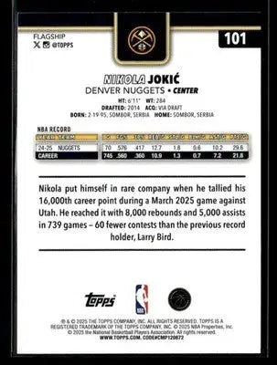 2025-26 Topps #101 Nikola Jokić Base Denver Nuggets - Basketball Card Single