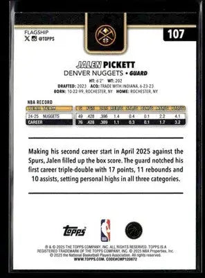 2025-26 Topps #107 Jalen Pickett - Basketball Card Single