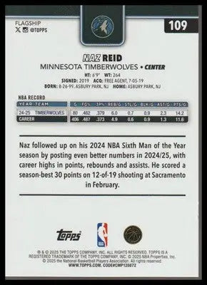 2025-26 Topps #109 Naz Reid Holo Foil Timberwolves - Basketball Card Single