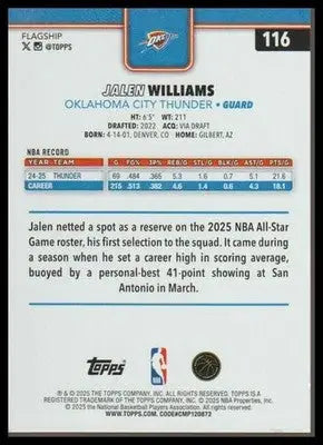 2025-26 Topps #116 Jalen Williams Season Tip Off - Basketball Card Single