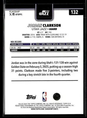 2025-26 Topps #132 Jordan Clarkson - Basketball Card Single