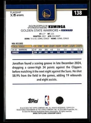 2025-26 Topps #138 Jonathan Kuminga - Basketball Card Single