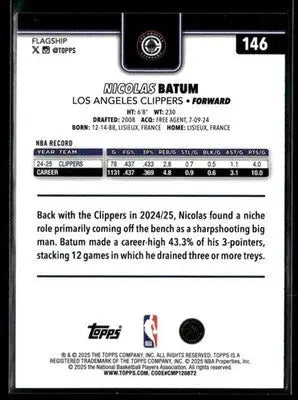 2025-26 Topps #146 Nicolas Batum Base Los Angeles Clippers - Basketball Card Single