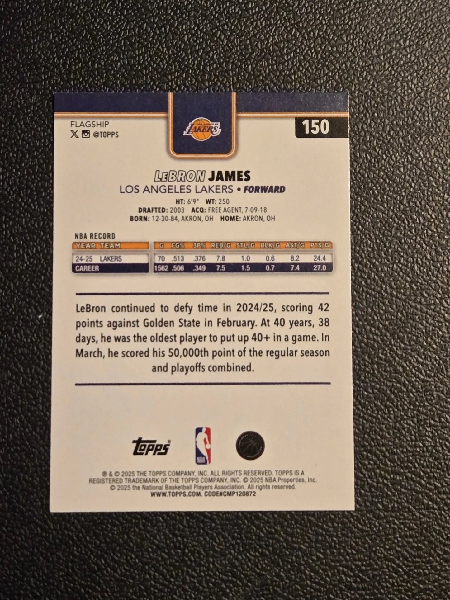 2025-26 Topps #150 LeBron James - Basketball Card Single