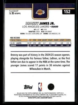 2025-26 Topps #152 Bronny James Jr. - Basketball Card Single
