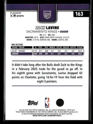 2025-26 Topps #163 Zach LaVine - Basketball Card Single