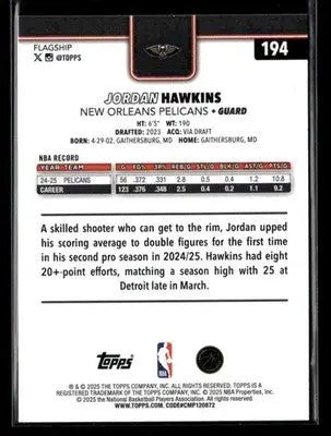 2025-26 Topps #194 Jordan Hawkins - Basketball Card Single