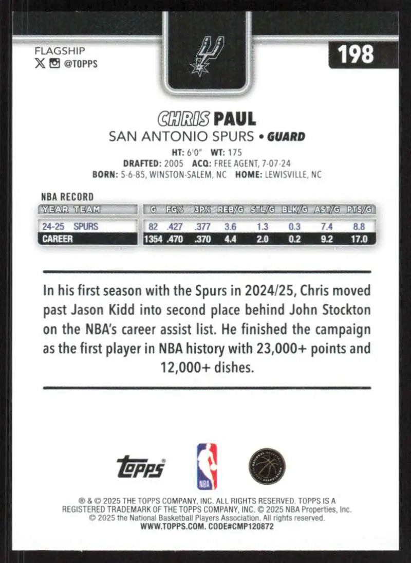 2025-26 Topps #198 Chris Paul NM-MT San Antonio Spurs Basketball Card - Basketball Card Single