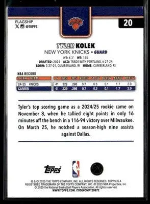 2025-26 Topps #20 Tyler Kolek - Basketball Card Single