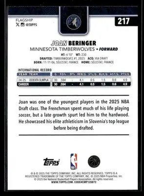 2025-26 Topps #217 Joan Beringer - Basketball Card Single