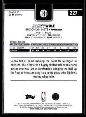2025-26 Topps #227 Danny Wolf - Basketball Card Single