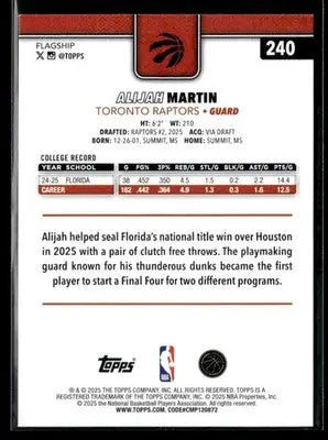 2025-26 Topps #240 Alijah Martin - Basketball Card Single
