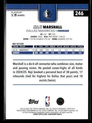 2025-26 Topps #246 Naji Marshall - Basketball Card Single