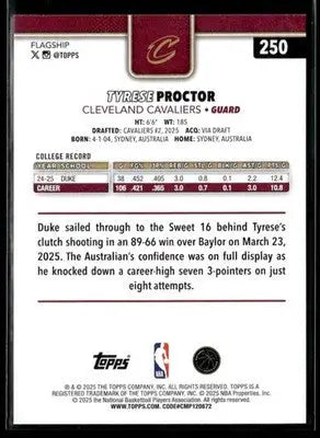 2025-26 Topps #250 Tyrese Proctor - Basketball Card Single