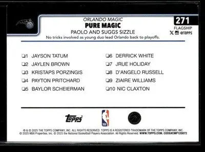 2025-26 Topps #271 Pure Magic Paolo and Suggs Sizzle - Basketball Card Single