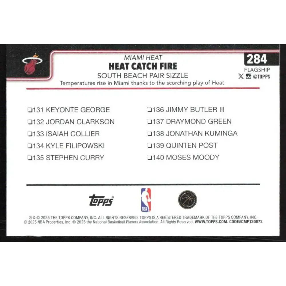 2025-26 Topps #284 Tyler Herro NM-MT Miami Heat Basketball Card - Basketball Card Single