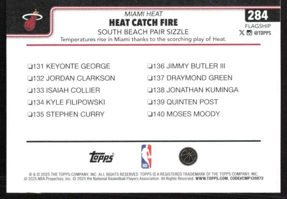 2025-26 Topps #284 Tyler Herro NM-MT Miami Heat Basketball Card - Basketball Card Single