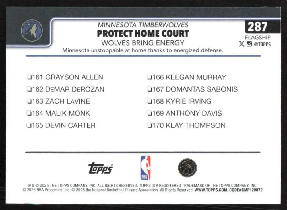 2025-26 Topps #287 Anthony Edwards NM-MT Minnesota Timberwolves Basketball Card - Basketball Card Single