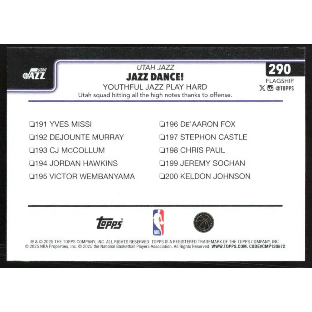2025-26 Topps #290 Kyle Filipowski NM-MT Utah Jazz Basketball Card - Basketball Card Single