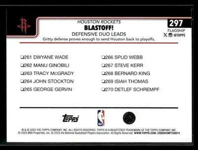 2025-26 Topps #297 Blastoff!: Defensive Duo Leads - Basketball Card Single