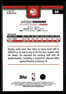 2025-26 Topps #66 Onyeka Okongwu Base Atlanta Hawks - Basketball Card Single