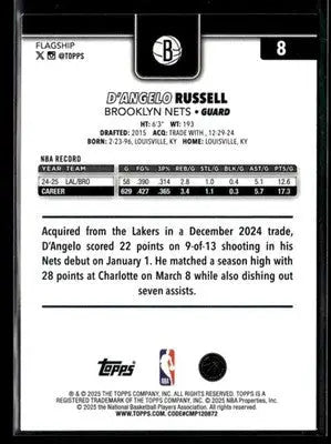 2025-26 Topps #8 D’Angelo Russell - Basketball Card Single