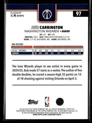 2025-26 Topps #97 Bub Carrington - Basketball Card Single