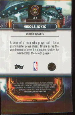 2025-26 Topps Chrome Cosmic Extraterrestrial Talent #ET-4 Nikola Jokić - Basketball Card Single