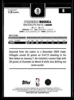 2025-26 Topps D’Angelo Russell #8 Brooklyn Nets