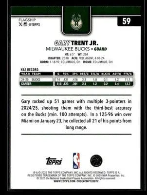 2025-26 Topps Gary Trent Jr. #59 Base Milwaukee Bucks