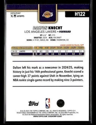 2025-26 Topps Holiday Dalton Knecht #H122 Los Angeles Lakers - Basketball Card Single