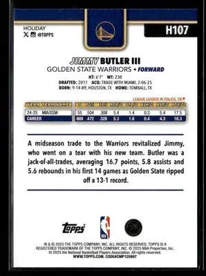 2025-26 Topps Holiday #H107 Jimmy Butler III - Basketball Card Single