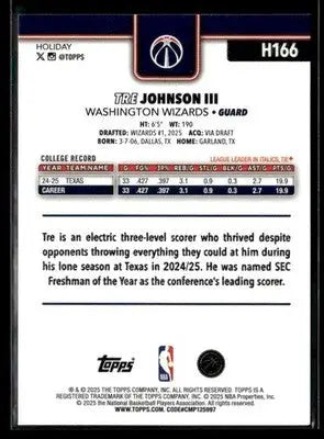 2025-26 Topps Holiday #H166 Tre Johnson III - Basketball Card Single