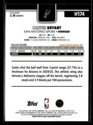 2025-26 Topps Holiday #H174 Carter Bryant - Basketball Card Single