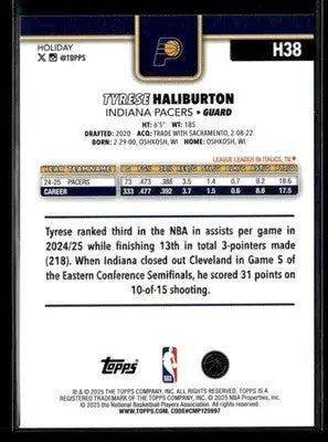 2025-26 Topps Holiday #H38 Tyrese Haliburton - Basketball Card Single