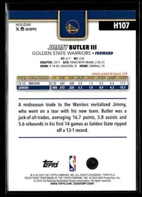 2025-26 Topps Holiday Jimmy Butler III #H107 Blue Metallic Glitter Holiday