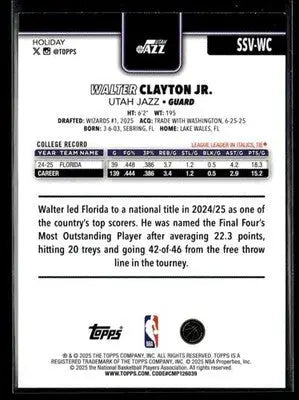 2025-26 Topps Holiday #SSV-WC Walter Clayton Jr. SSP Photo Variations - Basketball Card Single